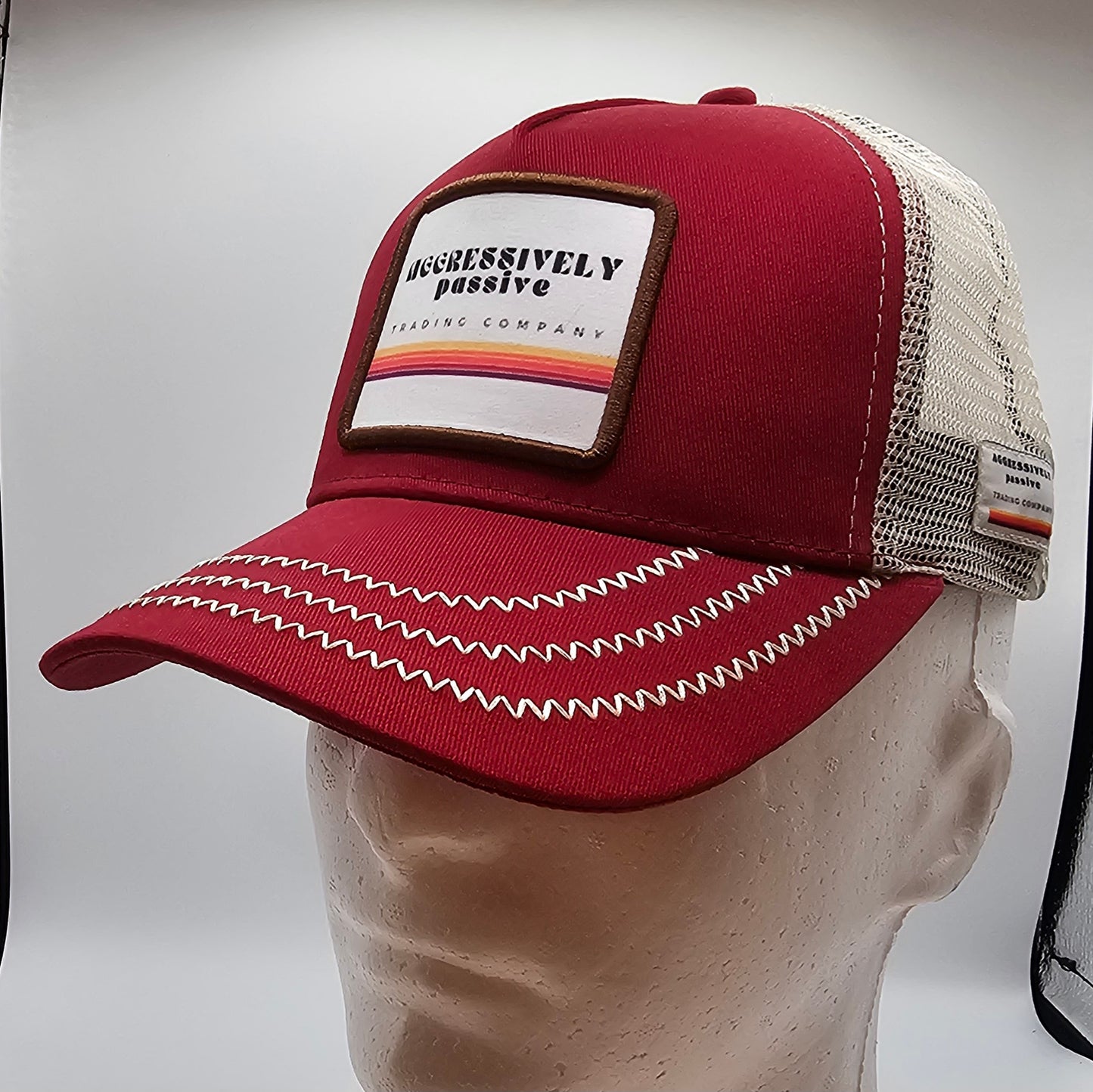 Classic Maroon Snapback Trucker Hat - Aggressively Passive